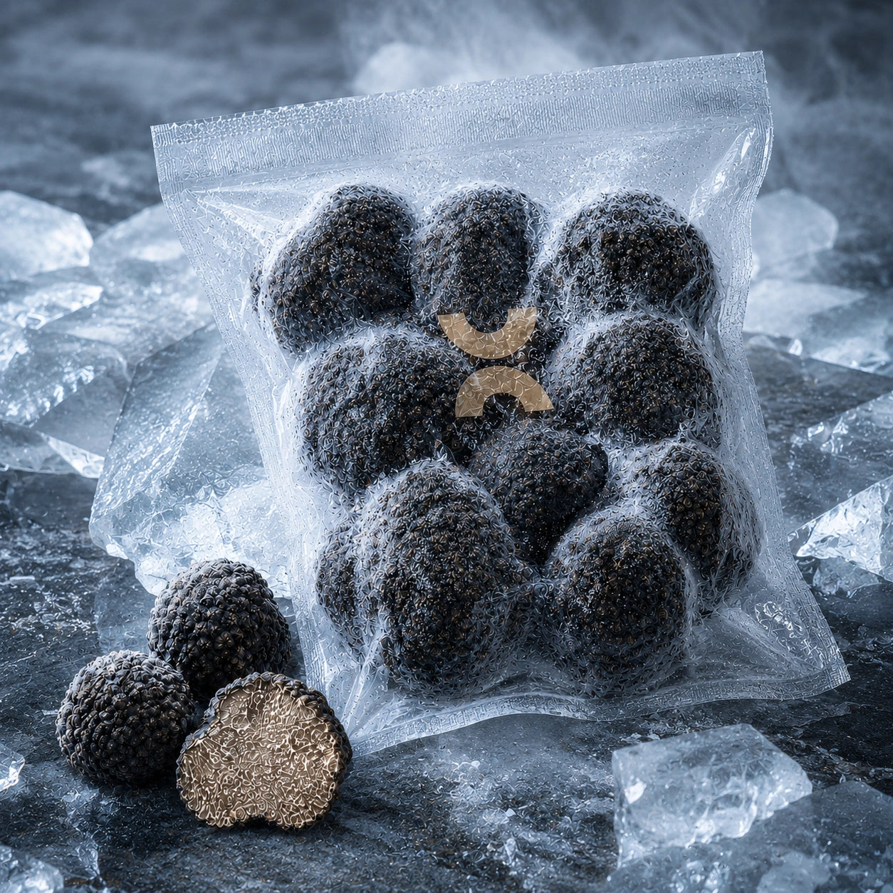 Frozen Tuber aestivum black summer truffles preserved -24C°