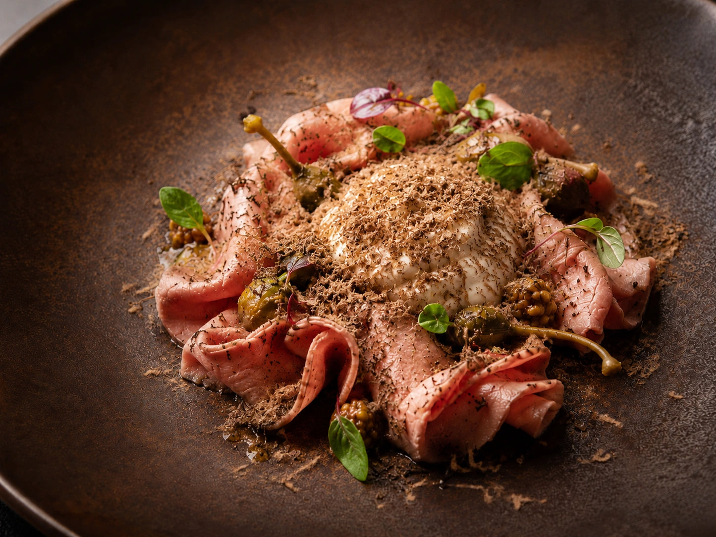 Gourmet pasta dish finished with Frozen Summer Truffles Aestivum